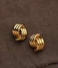 Fashion Glossy Three-Layer Textured Intersecting Knot Earrings