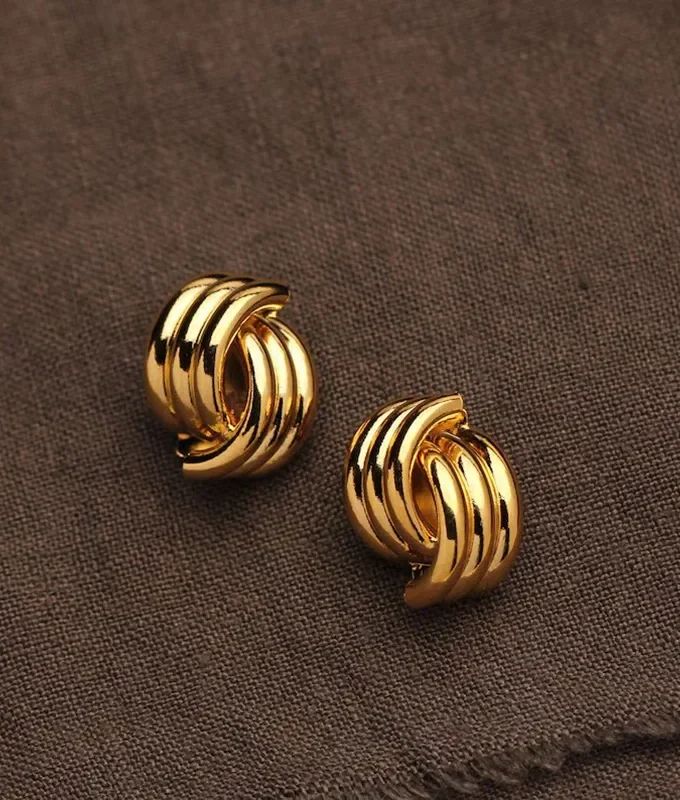 Fashion Glossy Three-Layer Textured Intersecting Knot Earrings